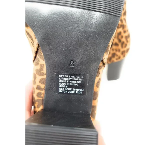 Women's Ankle Block Heel Boots, Leopard Print Booties - Picture 5 of 5